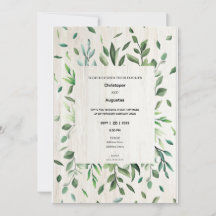 Carte d'invitation de mariage à bordure de verdure