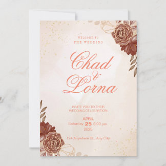 Carte d'invitation de mariage à l'aquarelle Fleur