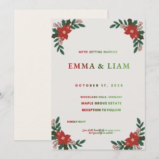 Carte d'invitation de mariage aux feuilles d'autom