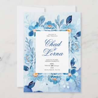 Carte d'invitation de mariage aux fleurs aquarelle