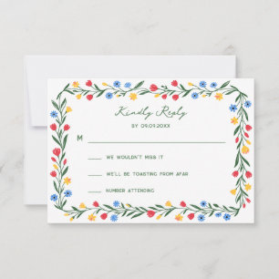 Carte d'invitation de mariage aux fleurs sauvages