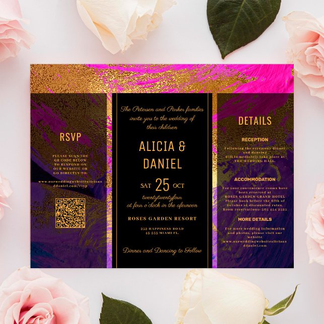 Carte d'invitation de mariage avec détails de RSVP (Créateur téléchargé)