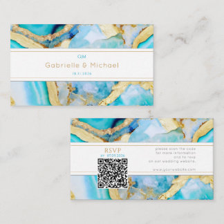 Carte d'invitation de mariage avec QR Code doré Ag