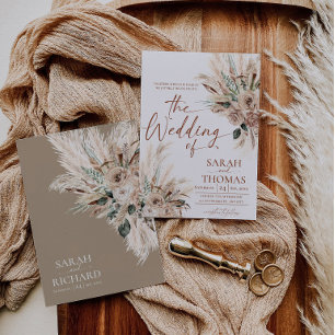 Carte d'invitation de mariage bohème rustique tan
