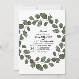 Carte d'invitation de mariage botanique à la verdu