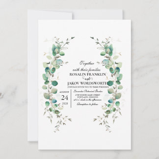 Carte d'invitation de mariage botanique à la verdu