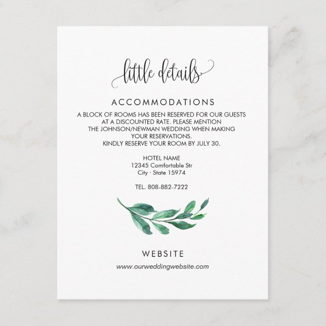 Carte d'invitation de mariage - carte de détails j (Devant)