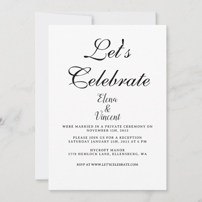 Carte d'invitation de mariage CLASSIQUE simple (Devant)