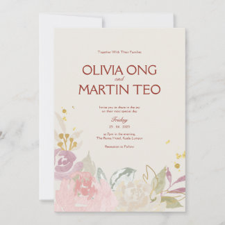 Carte d'invitation de mariage classique sur le thè