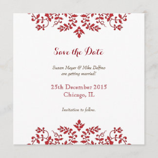 Carte d'invitation de mariage damas pour sauver la