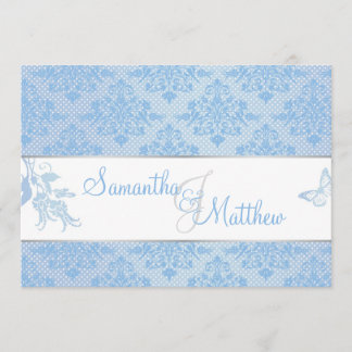 Carte d'invitation de mariage damassé d'hortensia
