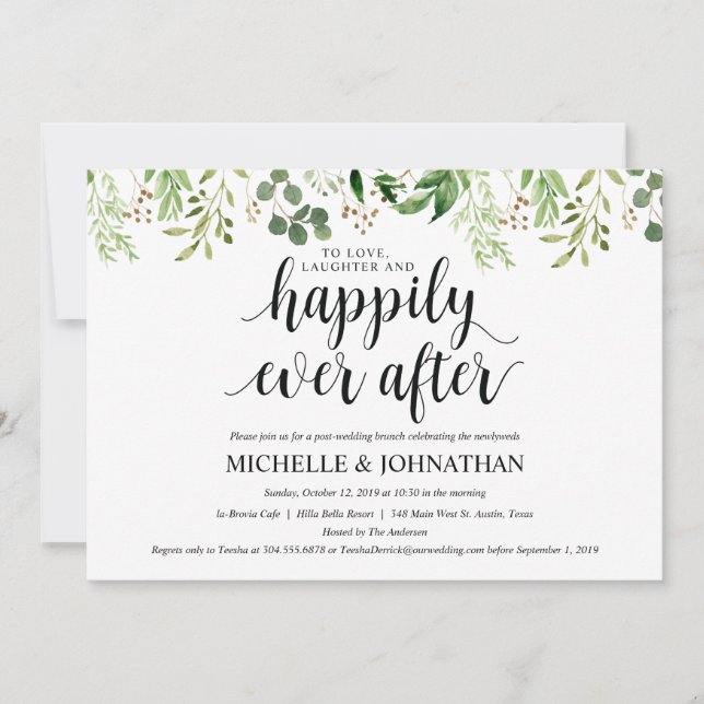 Carte d'invitation de Mariage de Brunch Green Post (Devant)