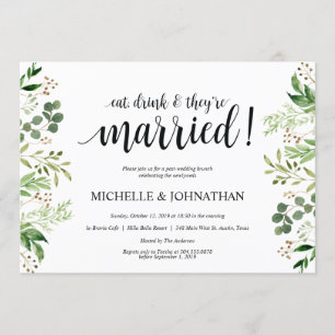Carte d'invitation de Mariage de Brunch Green Post