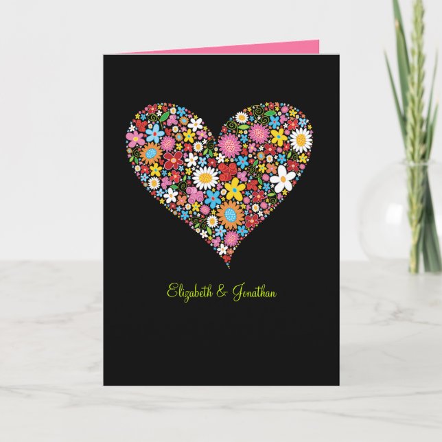 Carte d'invitation de mariage de coeur de (Devant)