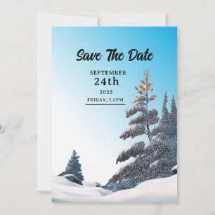 Carte d'invitation de mariage d'hiver, design coul