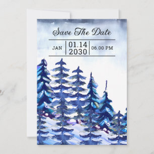 Carte d'invitation de mariage d'hiver Mountain Tre