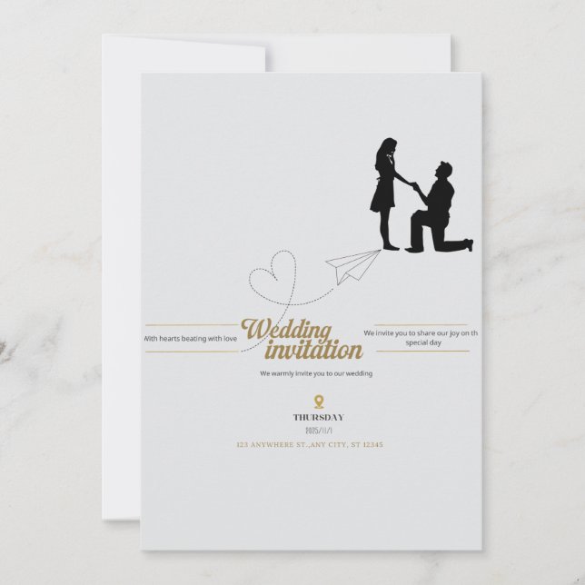Carte d'invitation de mariage élégante (Devant)