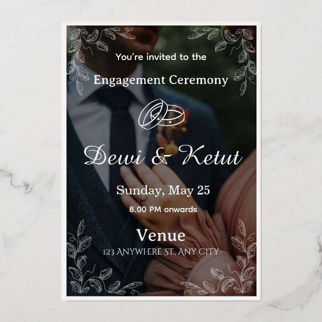 Carte d'invitation de mariage élégante (Recto)