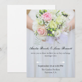 Carte d'invitation de mariage élégante avec photo