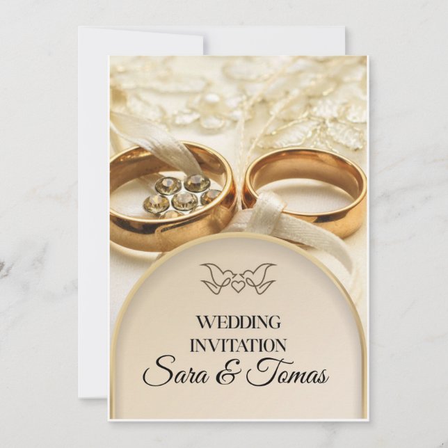 Carte d'invitation de mariage élégante en or – Rin (Devant)