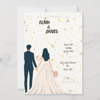 Carte d'invitation de mariage élégante et romantiq