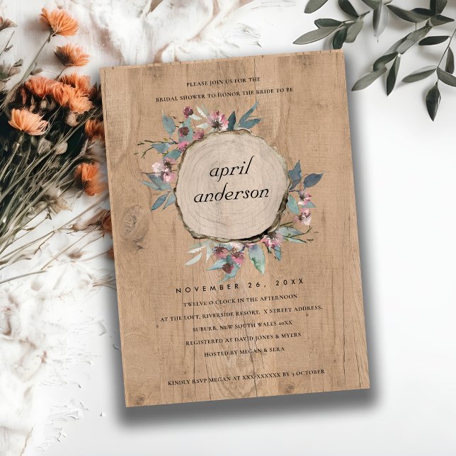 CARTE D'INVITATION DE MARIAGE FLEURALE ROSE TRANCH (Créateur téléchargé)