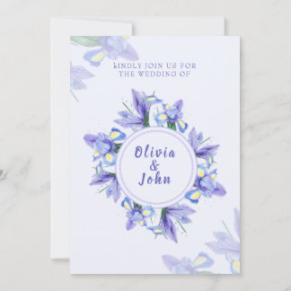 Carte d'invitation de mariage fleurs d'Iris violet