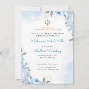 Carte d'invitation de mariage Floral Sukhmani Sahi