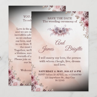 Carte d'invitation de mariage florale design moder