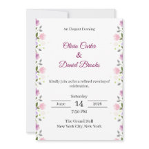 Carte d'invitation de mariage florale élégante