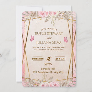 Carte d'invitation de mariage florale élégante