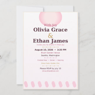 Carte d'invitation de mariage florale romantique