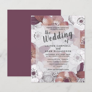Carte d'invitation de mariage florale rouge budget