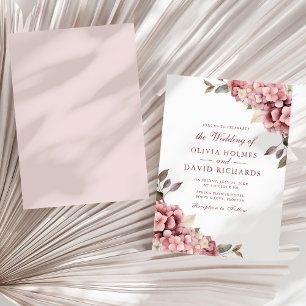 Carte d'invitation de mariage Hydrangea Rose Pouss
