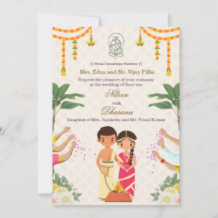 Carte d'invitation de mariage Kalyanam sud-indienn