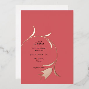 Carte d'invitation de mariage mod tulipe en feuill