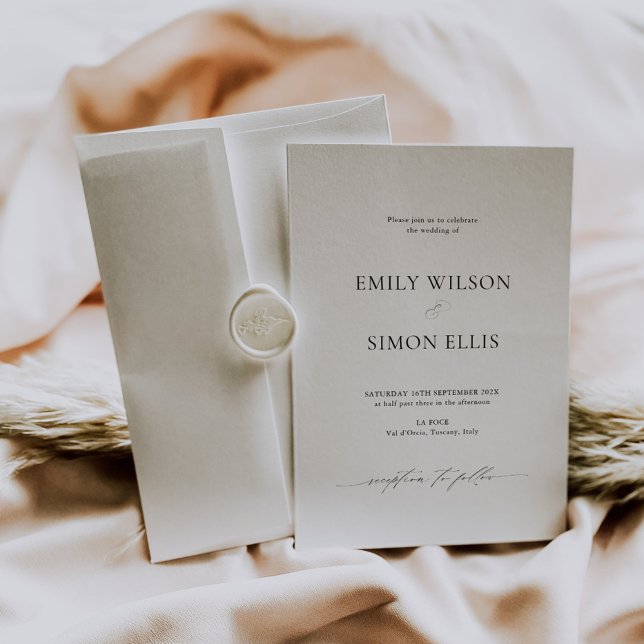 Carte d'invitation de mariage moderne et classe (modern classy wedding invitation card, simple clean wedding invite black and white wedding)