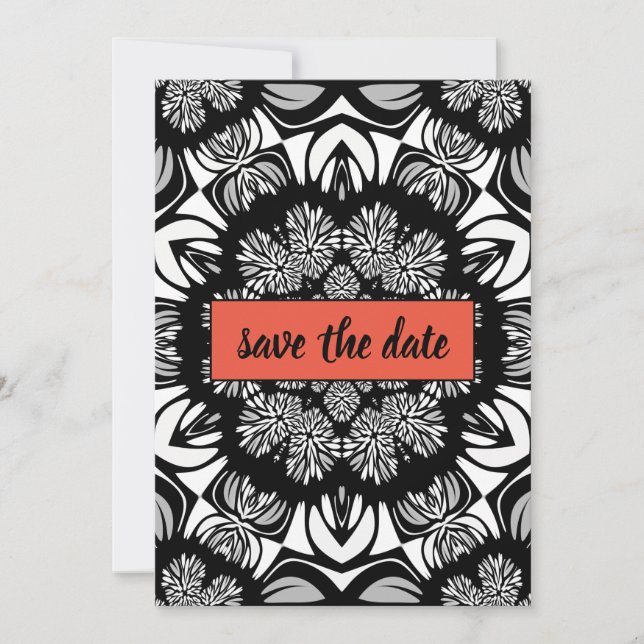carte d'invitation de mariage noir et blanc opulen (Devant)