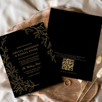 Carte d'invitation de mariage noir or Budget QR Co