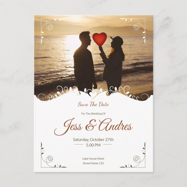 CARTE D'INVITATION DE MARIAGE ORNÉE AVEC PHOTOS (Devant)