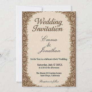 Carte d'invitation de mariage personnalisable avec