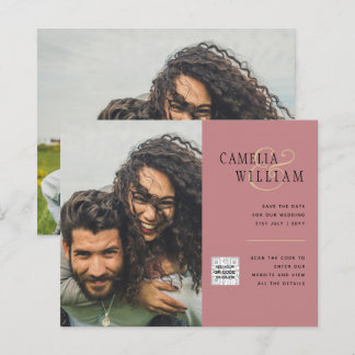 Carte d'invitation de mariage photo budget Code QR