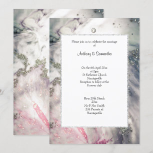 CARTE D'INVITATION DE MARIAGE PINK LUXE MARBRE PAI