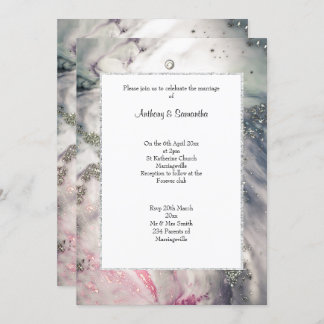 CARTE D'INVITATION DE MARIAGE PINK LUXE MARBRE PAI