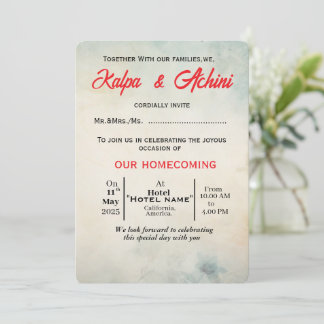 Carte d'invitation de mariage plat