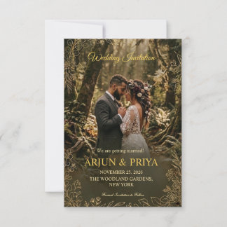 Carte d'invitation de mariage Rustique en Bois et