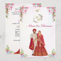 Carte d'invitation de mariage sikh punjabi Anand K