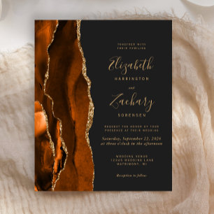 Carte d'invitation de mariage sombre Budget Burnt 