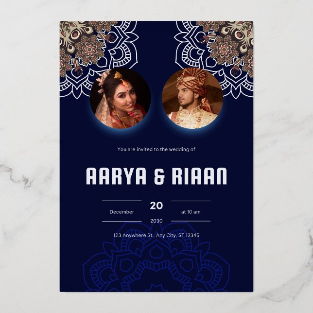 Carte d'invitation de mariage traditionnel indien (Recto)