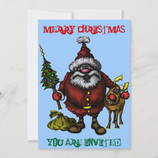 Carte d'invitation de Noël amusante (Devant)